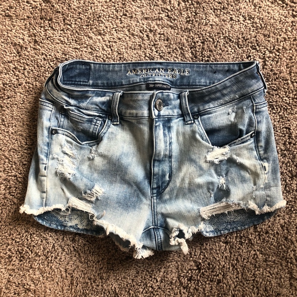 American eagle “high rise shortie” jean shorts